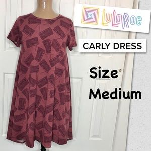 🌵LuLaRoe Plum Radio Print Carly Dress Size Medium
